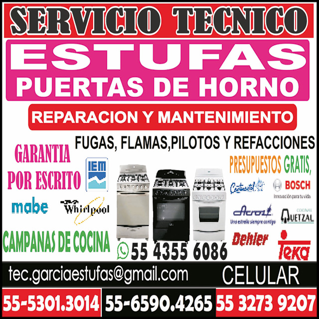 SERVICIO T?CNICOESTUFAS55-5301-3014 ?55
