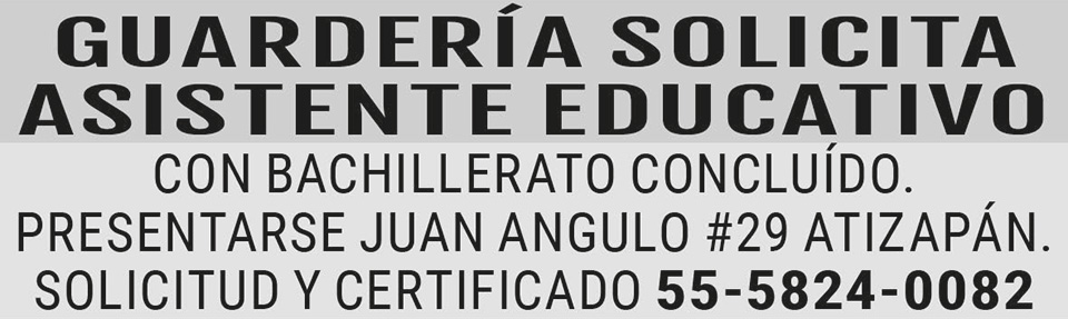 GUARDER?A SOLICITAASISTENTE EDUCATIVO