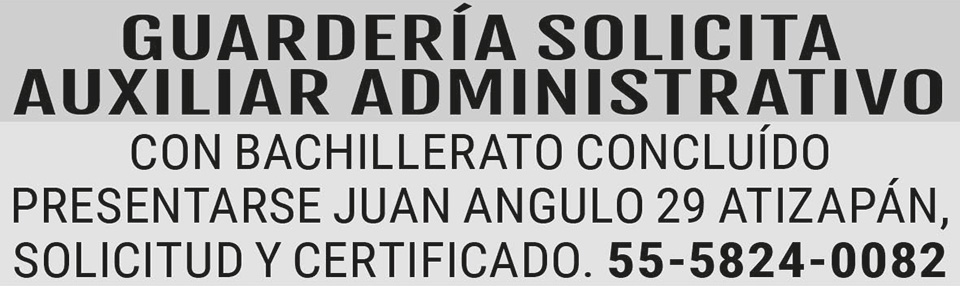 GUARDERIA SOLICITA AUXILIAR