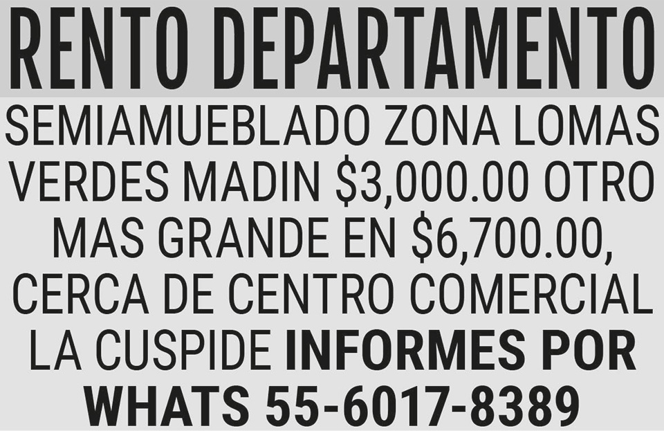 RENTO DEPARTAMENTO SEMIAMUEBLADO?ZONA