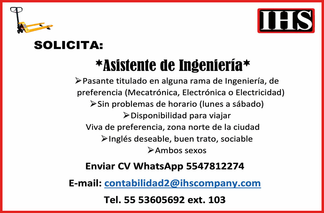 SOLICITA: ASISTENTE DE